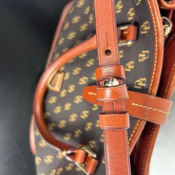 Dooney & Bourke Brown/black Gretta Perry Satchel DB Logo EUC - Picture 9 of 16